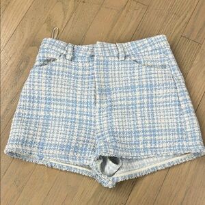 Zara Blue and White High Waist Summer Shorts
